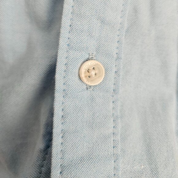 Volcom Men's XXL Light Blue Cotton Button Up Shirt Short Sleeve Modern Fit - Picture 5 of 12